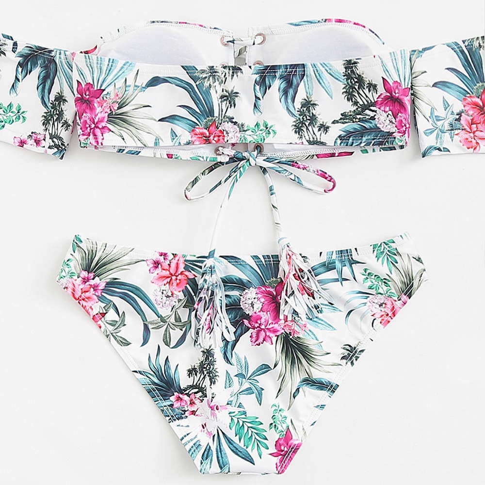 Lace Up Floral Bikini - Picture 2 of 2